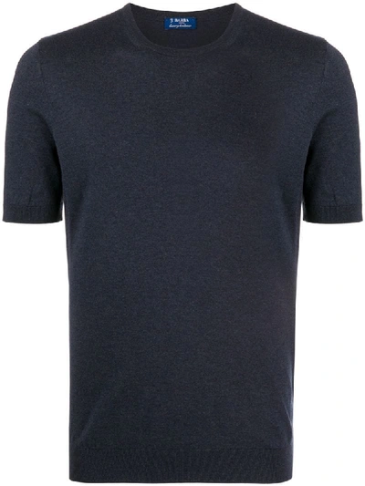 Shop Barba Knitted Plain T-shirt In Blue
