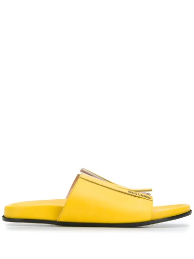 Shop Moschino M Logo Slide Sandals In Yellow