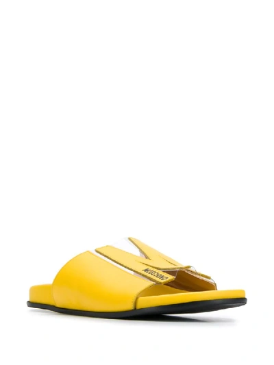 Shop Moschino M Logo Slide Sandals In Yellow