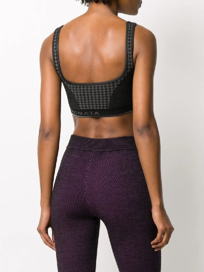 Shop Nagnata Knitted Houndstooth Bra Top In Black
