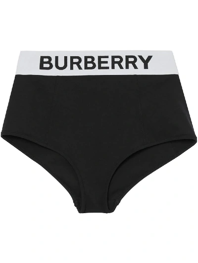 Shop Burberry Logo Tape Bikini Bottom In Black