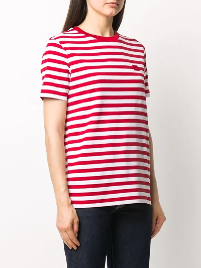 Shop Acne Studios Striped Face Patch T-shirt In Red