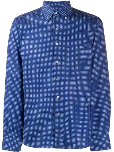 Shop Canali Micro Print Shirt In Blue