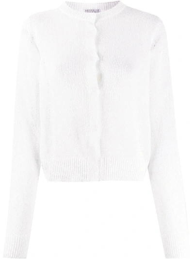 Shop Brunello Cucinelli Concealed Front Fastening Cardigan In White