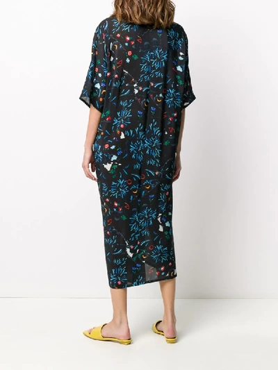 Shop Anntian Garden Party-print Silk Dress In Black