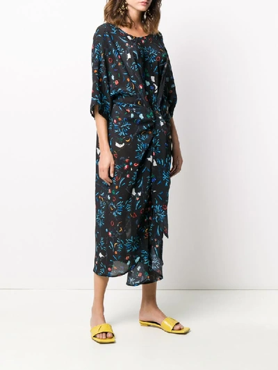 Shop Anntian Garden Party-print Silk Dress In Black