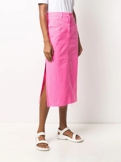Shop Essentiel Antwerp Virt Denim Pencil Skirt In Pink