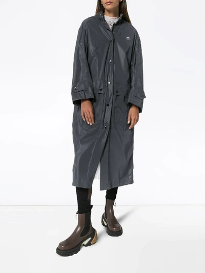 Shop Marine Serre A-line Long Raincoat In Black