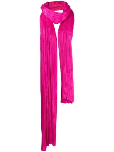 Shop Issey Miyake Pleated Oversized Scarf In Pink