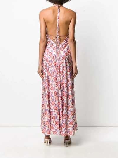 Isabel Marant Tie-back Printed Silk Crepe De Chine Halterneck Midi Dress In Orange