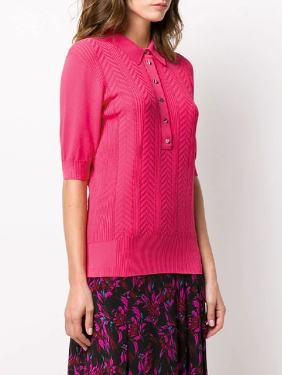 Shop D-exterior Knitted Polo Shirt In Pink