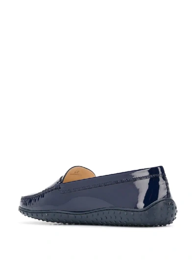 Shop Tod's Patent Leather Loafers In Blue