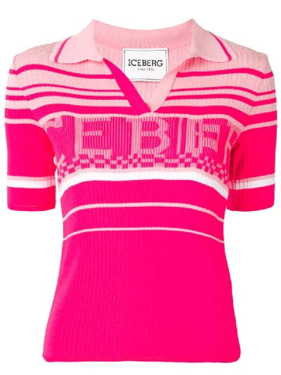Shop Iceberg Logo Polo Shirt In Pink