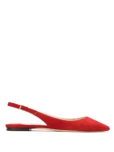 Shop Jimmy Choo Erin Pointed Ballerina Shoes In Red