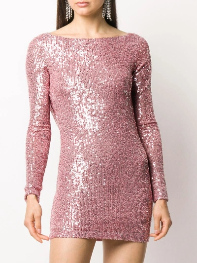 Shop In The Mood For Love Moss Sequinned Open-back Dress In Pink