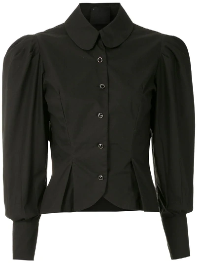 Shop Andrea Bogosian Roan Puff-sleeve Shirt In Black