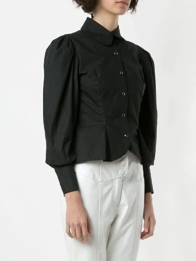 Shop Andrea Bogosian Roan Puff-sleeve Shirt In Black