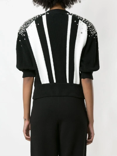 Shop Andrea Bogosian Colour Block Embellished Detail Knitted Top In Black