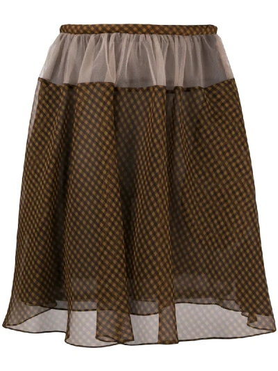 Shop Fendi Vichy-print Mini Skirt In Brown