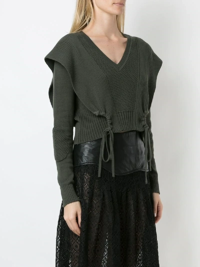 Shop Andrea Bogosian Roxan Knitted Blouse In Green