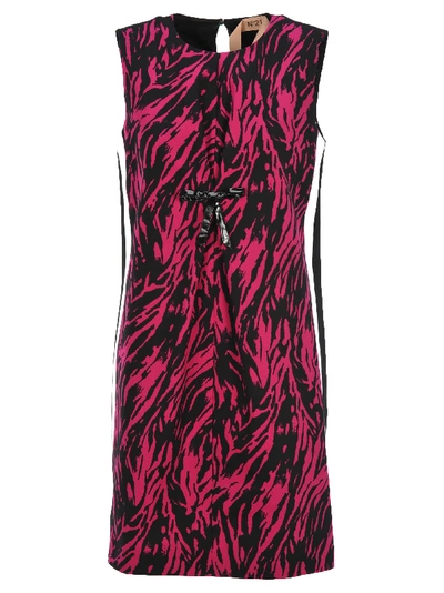 Shop N°21 N21 Zebra Pattern Dress In Zebra Fuchsia