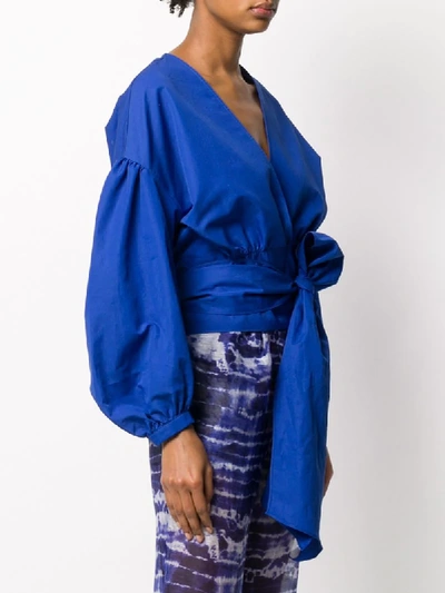 Shop Forte Forte Wrap Blouse In Blue