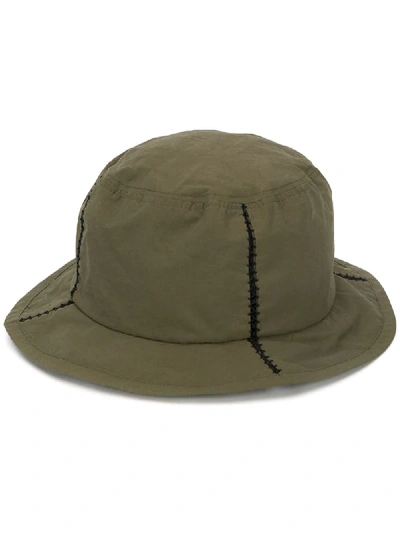 Shop Issey Miyake Stitch Panelled Hat In Green