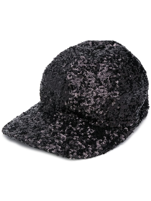 black sequin baseball cap