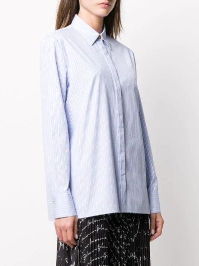 Shop Versace Button Front Shirt In Blue