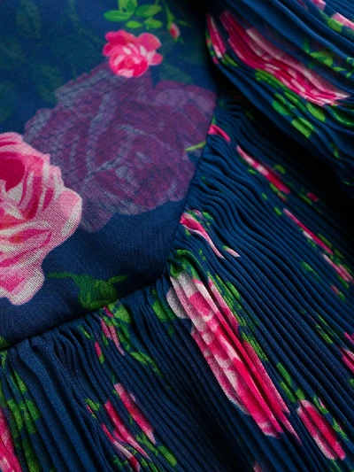 Shop Philosophy Di Lorenzo Serafini Floral Print Pleated Dress In Blue