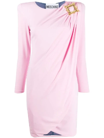 Shop Moschino Wrap-effect Mini Dress In Pink