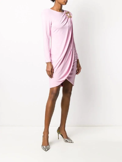 Shop Moschino Wrap-effect Mini Dress In Pink