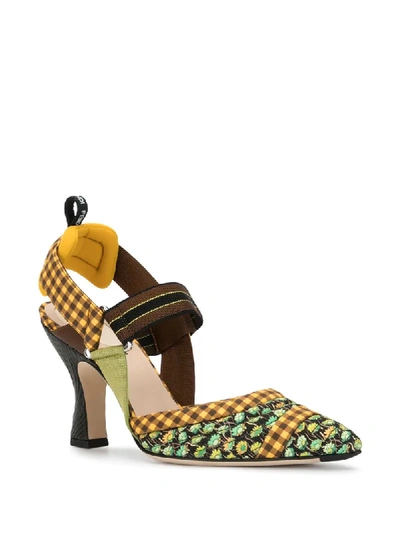 Shop Fendi Colibri Slingback Pumps In Yellow