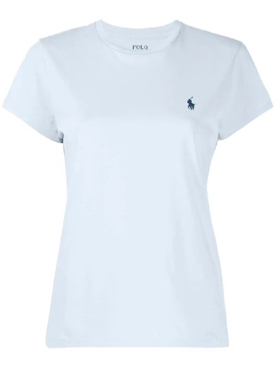 Shop Polo Ralph Lauren Embroidered Logo T-shirt In Blue