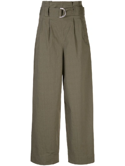 Shop Ganni D-ring Belted Trousers In Kalamata