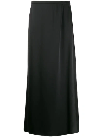 Shop La Collection Silk Flared Maxi Skirt In Black