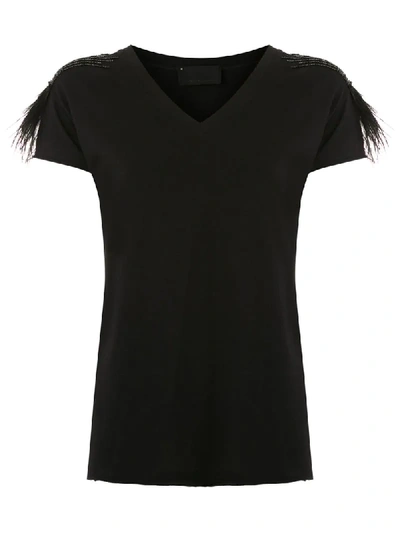 Shop Andrea Bogosian Feathers Appliqué Rooney T-shirt In Black