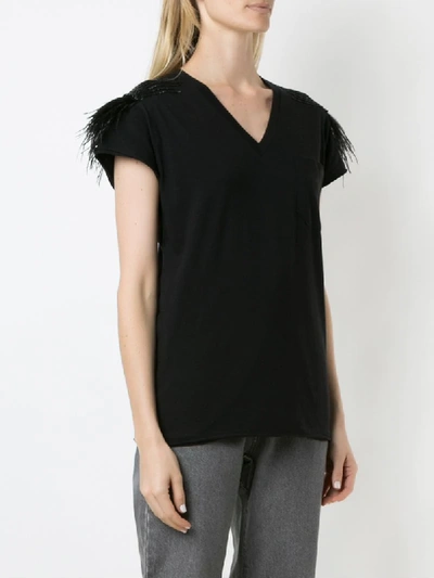 Shop Andrea Bogosian Feathers Appliqué Rooney T-shirt In Black