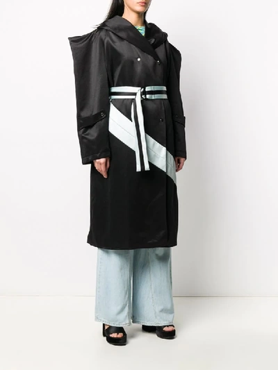 Shop Kiko Kostadinov Wide-sleeved Trench Coat In Black