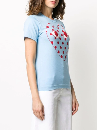 Shop Comme Des Garçons Play Polka-dot Logo T-shirt In Blue