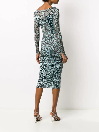 Shop Maisie Wilen Mixed Print Fitted Dress In Blue