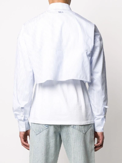 Shop Ader Error Striped-print Cropped Shirt In White