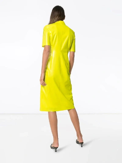 Shop Kwaidan Editions Button-up Latex Shirt Dress In Yellow