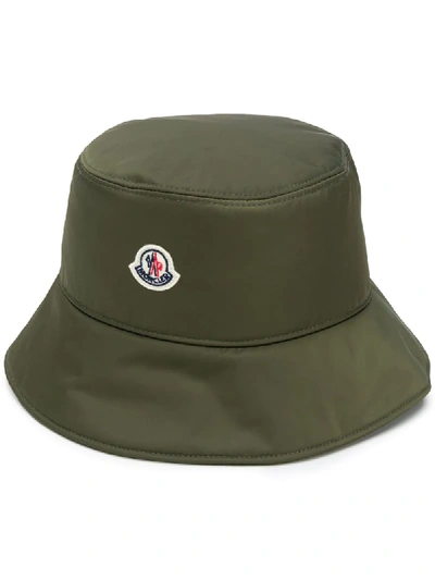 Shop Moncler Logo Patch Bucket Hat In Green