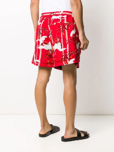 Shop Buscemi Bamboo Print Swim Shorts In Red