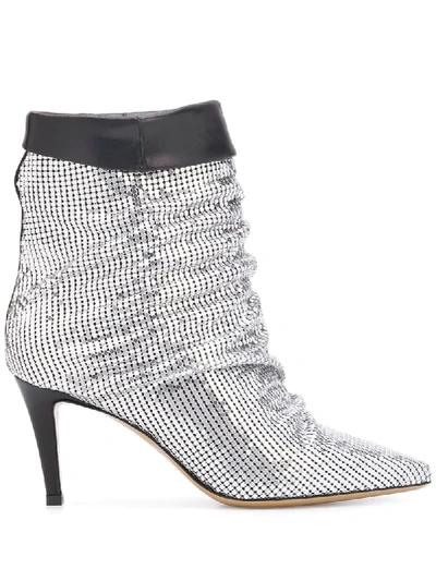 Shop Pinko Metallic Slouchy Ankle Boots In Silver