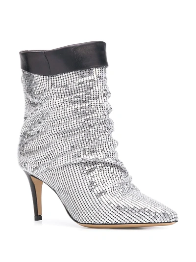 Shop Pinko Metallic Slouchy Ankle Boots In Silver