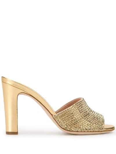 Shop Giuseppe Zanotti Metallic Finish Mules In Gold