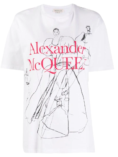 Shop Alexander Mcqueen Sketch Logo Print T-shirt In White