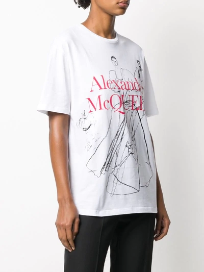 Shop Alexander Mcqueen Sketch Logo Print T-shirt In White